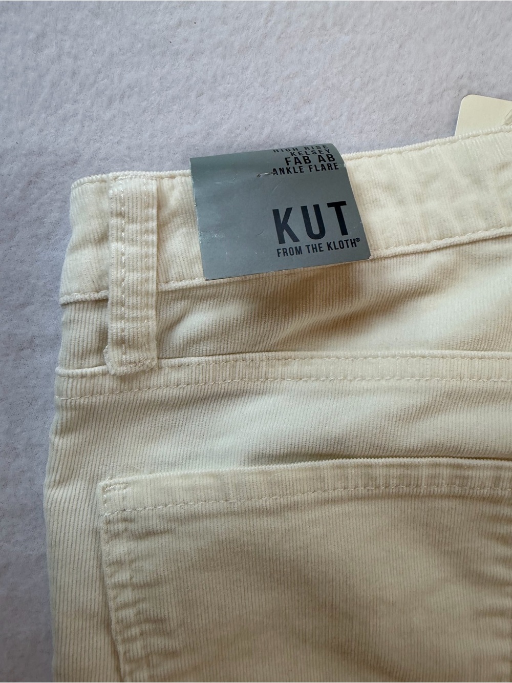 Kut from the Kloth High Rise Kelsey Women's Cream Courdoroy Jeans size 4 - Picture 7 of 11